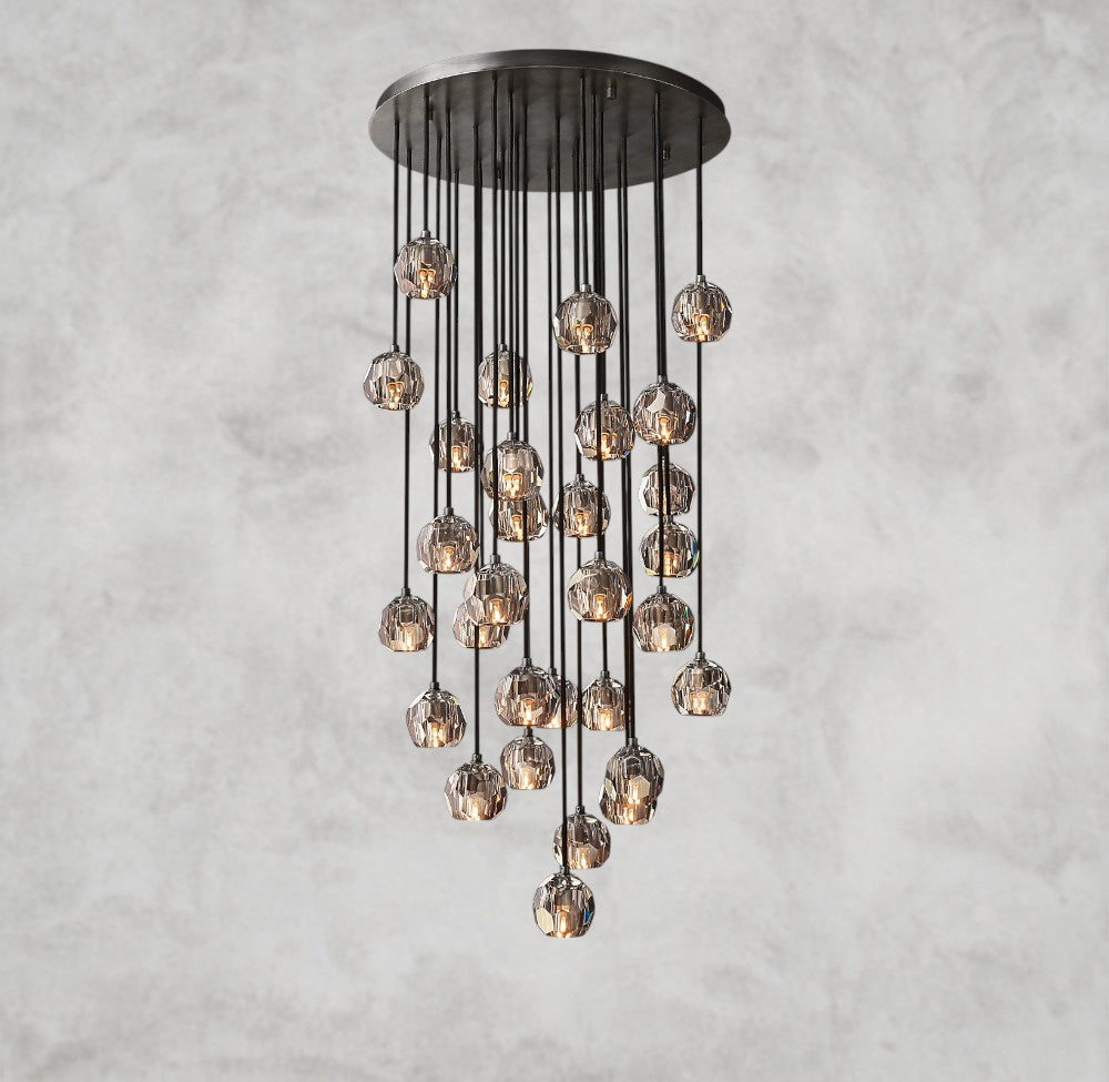 Boule De Cristal Clear/ Smoke Glass Round Cluster Chandelier 14", 19", 24", 30", 40"